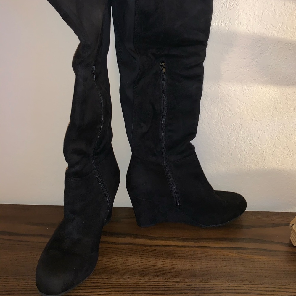 Knee high wedge boots